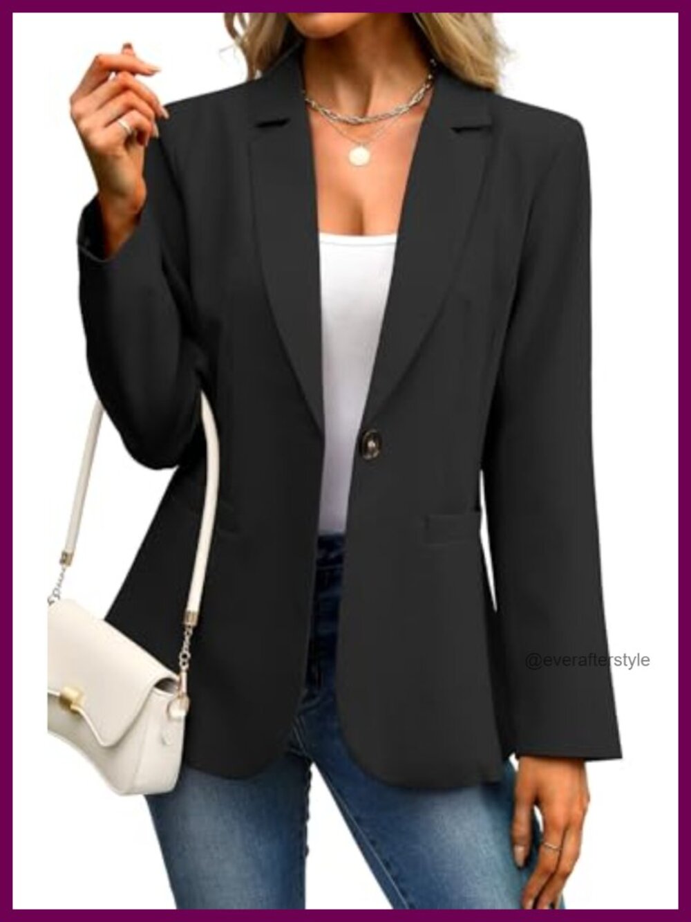 Women's Slim Fit Business Casual Blazer Notch Lapel One Button Office